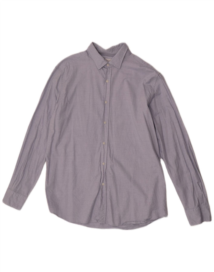 Massimo Dutti Herrenhemd XL, blaue Baumwolle