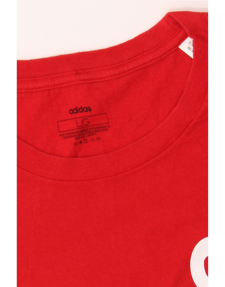 ADIDAS Mens Graphic T-Shirt Top Large Red Cotton Vintage Adidas and Second-Hand Adidas from Messina Hembry 