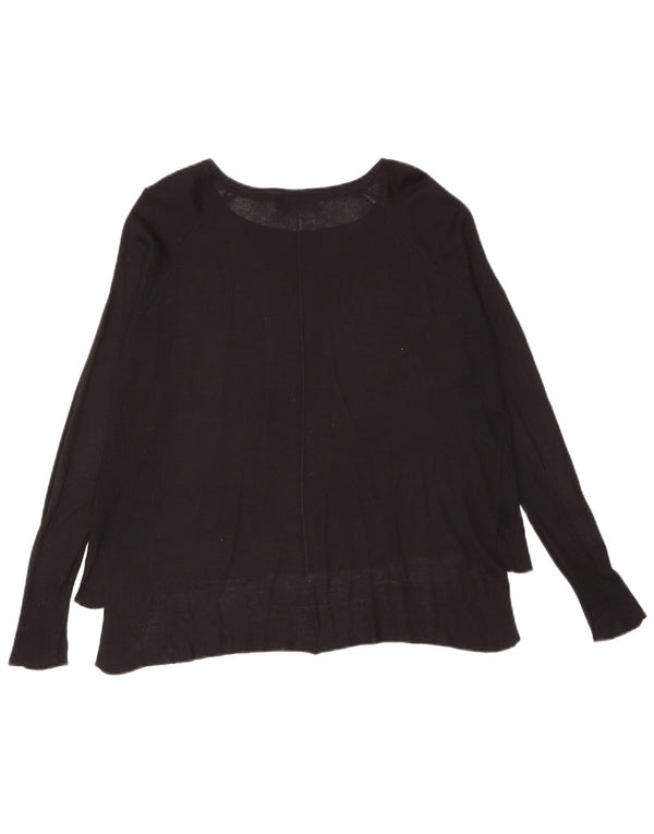 Zara Damen Übergroßes Top Langarm UK 10 Small Schwarze Viskose