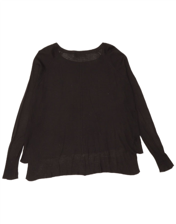 Zara Damen Übergroßes Top Langarm UK 10 Small Schwarze Viskose