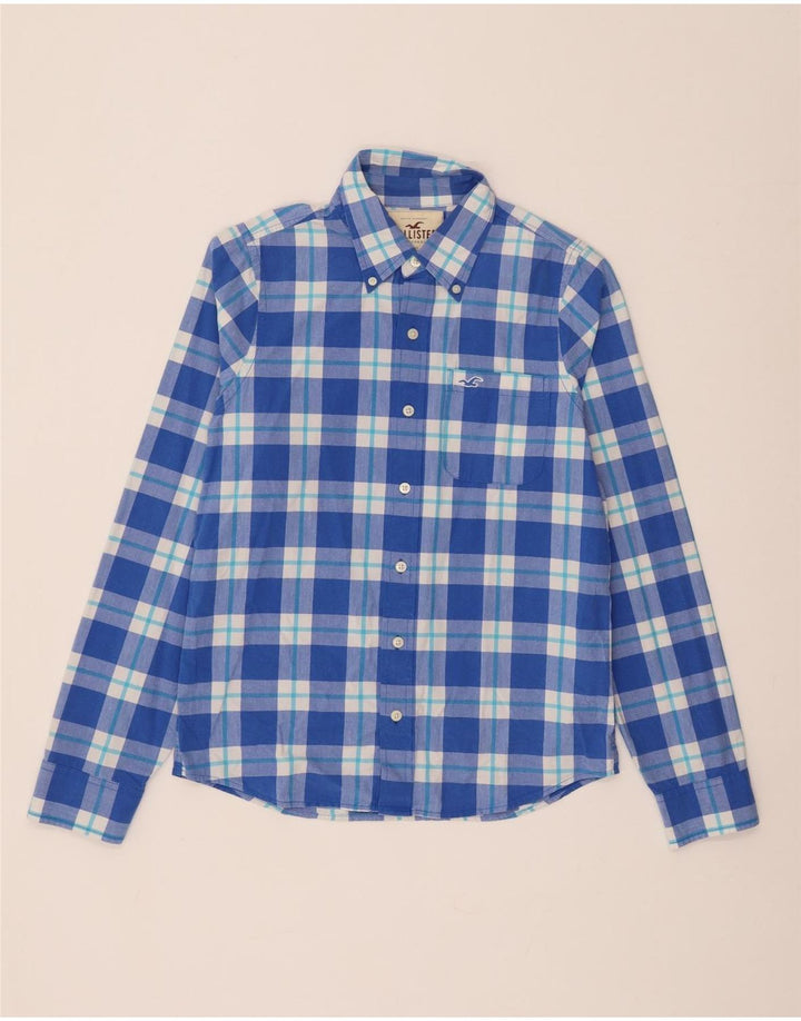 Hollister Herrenhemd aus mittelblau karierter Baumwolle