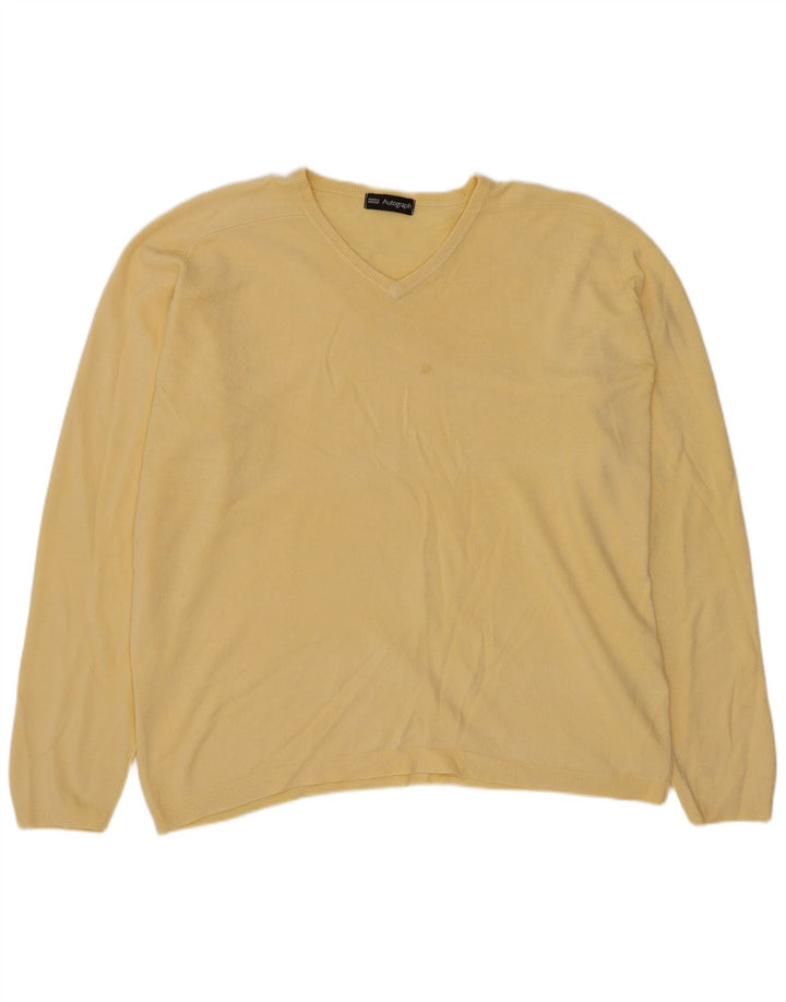 Marks & Spencer Herren Autograph Pullover mit V-Ausschnitt, groß, Acryl, Gelb