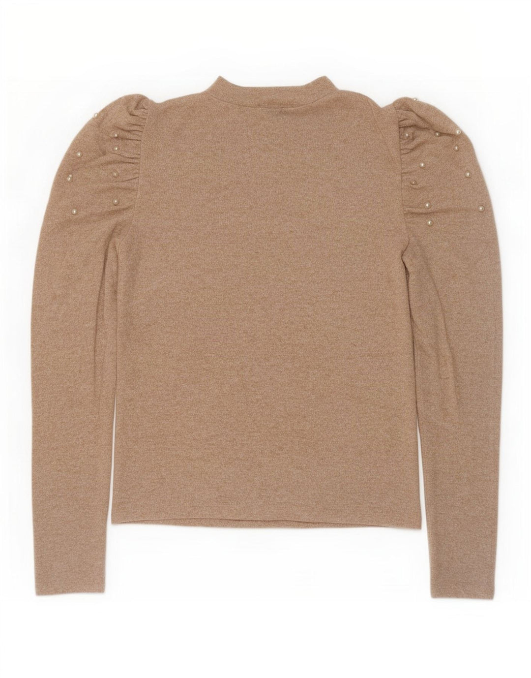Zara Damen Langarm-Blusenoberteil UK 12 Mittelbeige