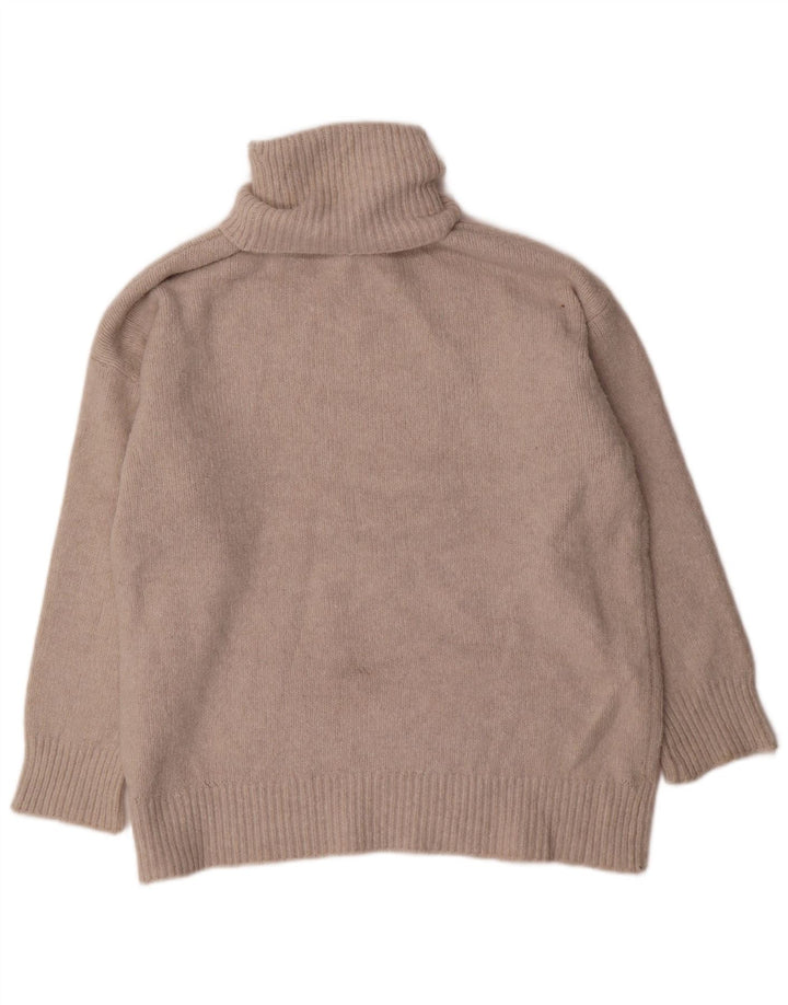 Zara Damen-Pullover mit Rollkragen, übergroß, UK 14, mittelbeigefarbenes Polyester