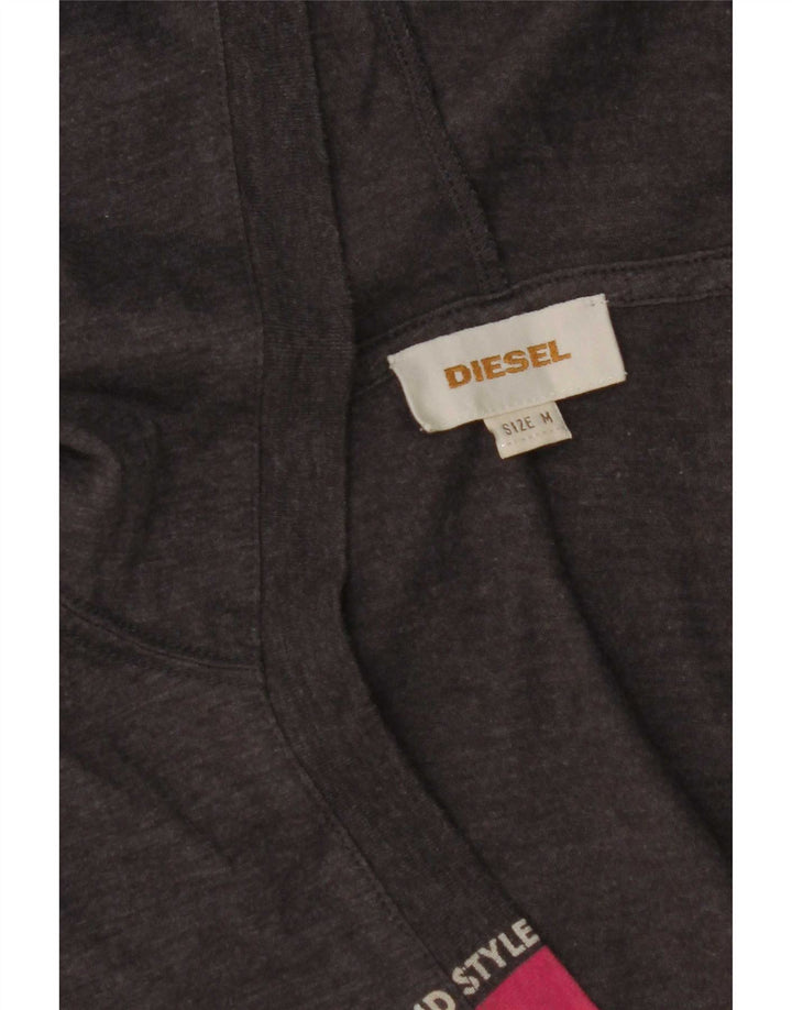 Diesel Womens Hooded Graphic Top Langarm UK 12 Mittelgrau