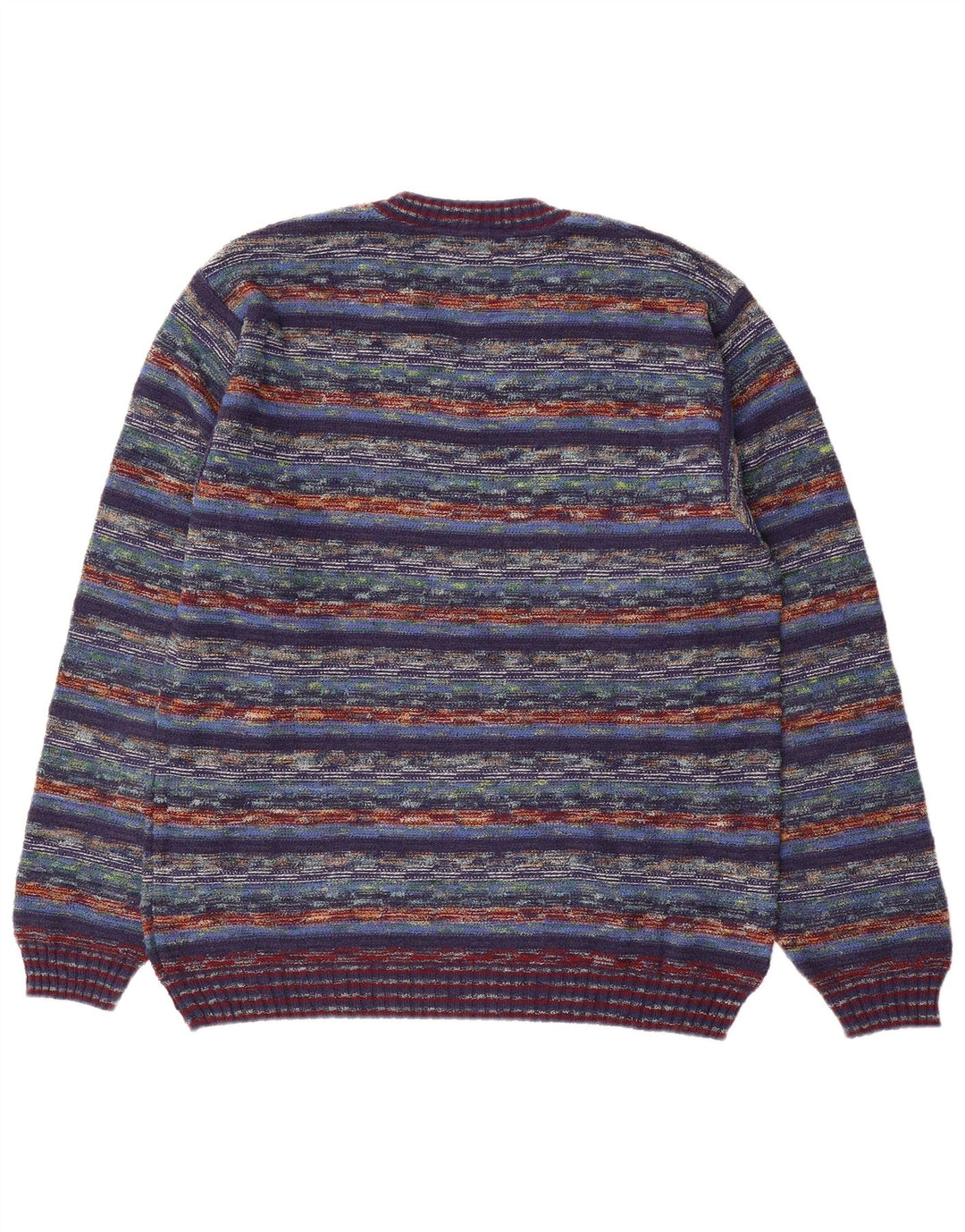 Il Granchio Herren-Pullover mit V-Ausschnitt, mittelgroß, mehrfarbig, gestreift, Baumwolle