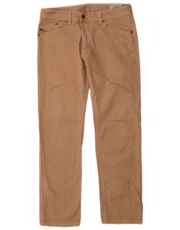 Diesel Herren Straight Jeans W32 L29 Beige Baumwolle