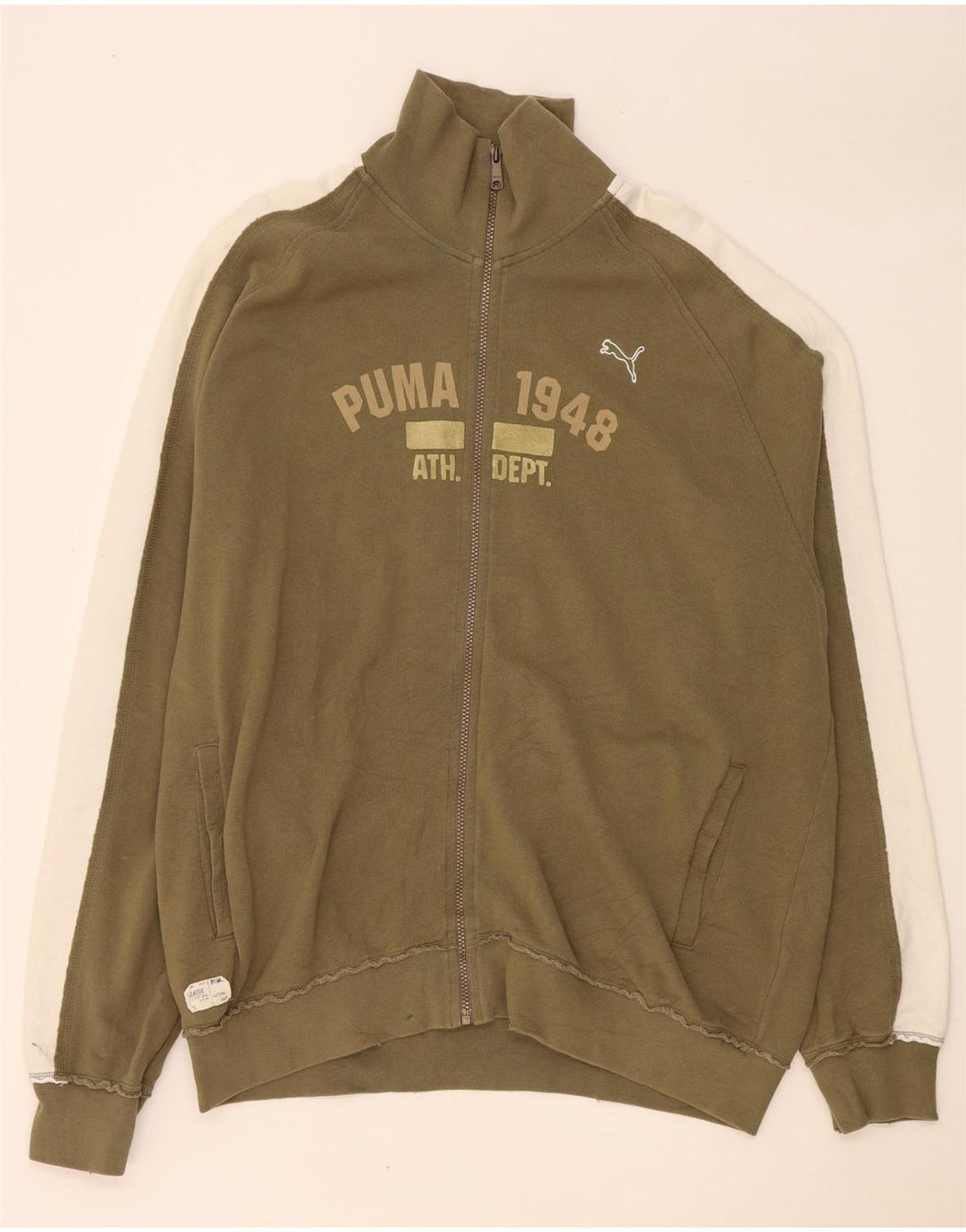 Puma Herren-Trainingsanzug mit grafischem Oberteil, 2XL, Khaki, Colourblock-Baumwolle
