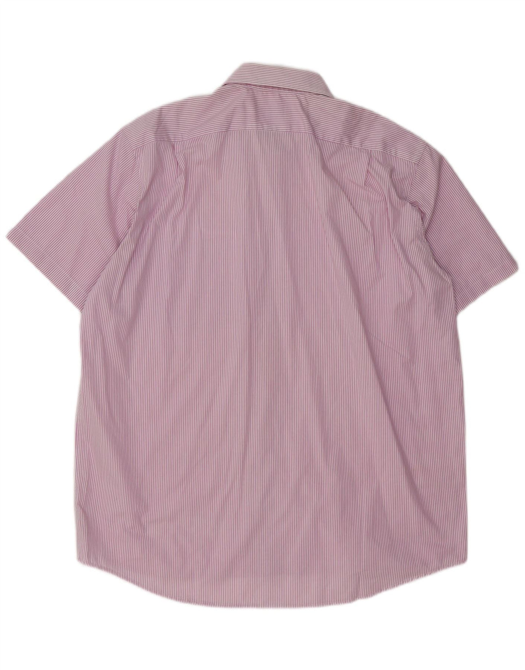 LACOSTE Herren Kurzarmhemd Größe 45 XL Lila Nadelstreifen Baumwolle