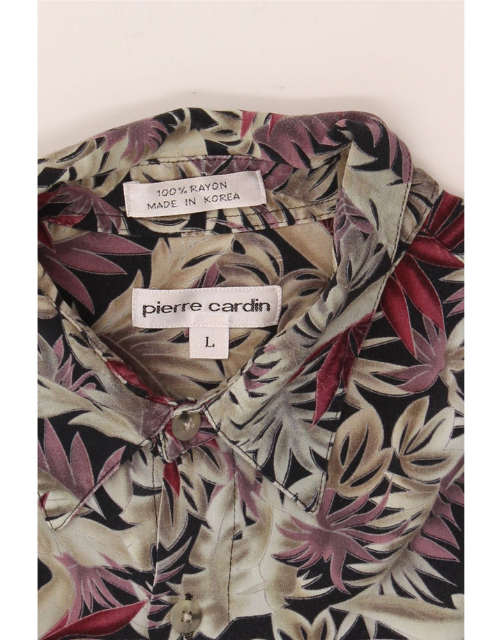 PIERRE CARDIN Mens Short Sleeve Shirt Large Multicoloured Floral Rayon Vintage Pierre Cardin and Second-Hand Pierre Cardin from Messina Hembry 