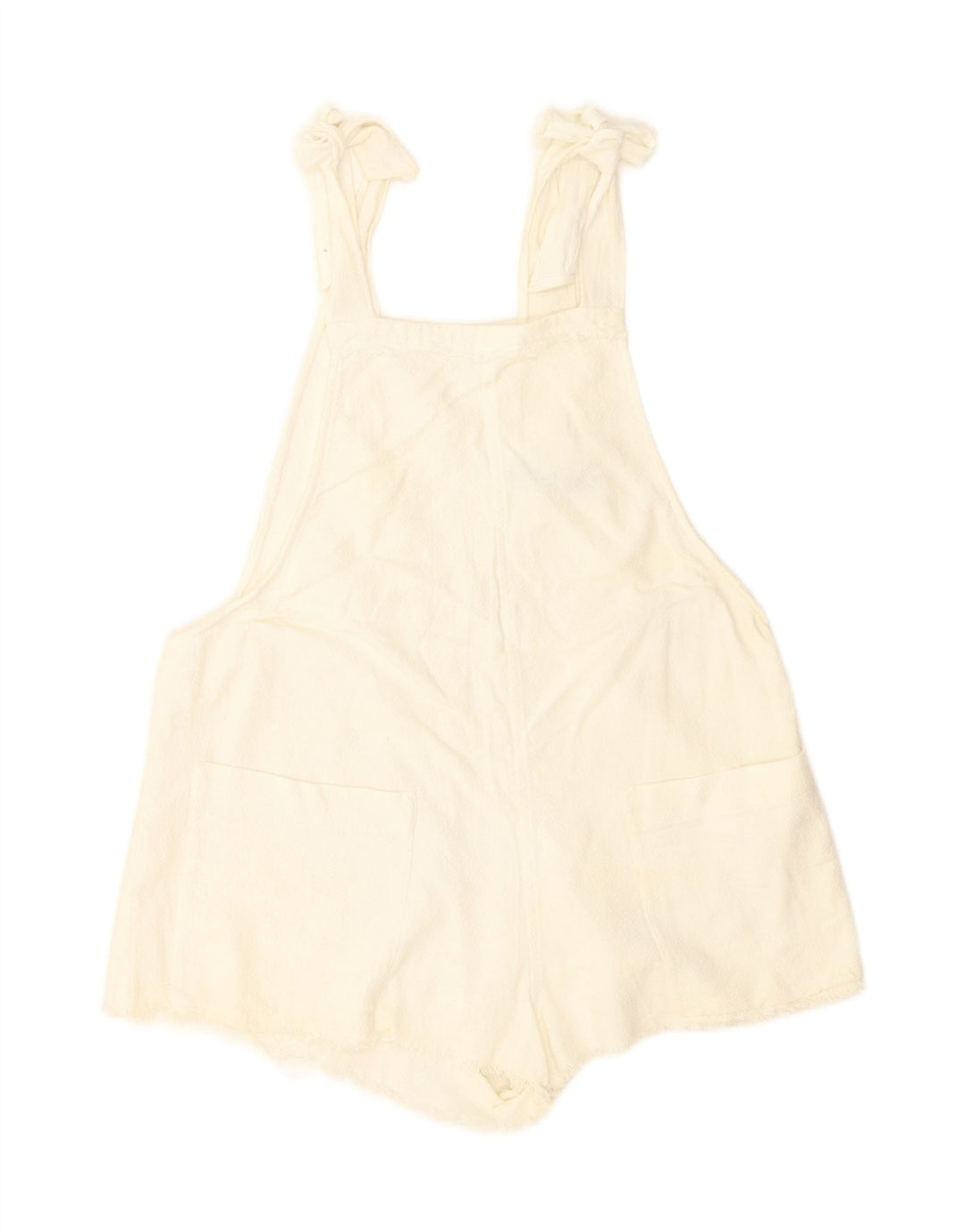 Zara Damen-Latzhose, mittelgroß, W36, aus weißer Baumwolle