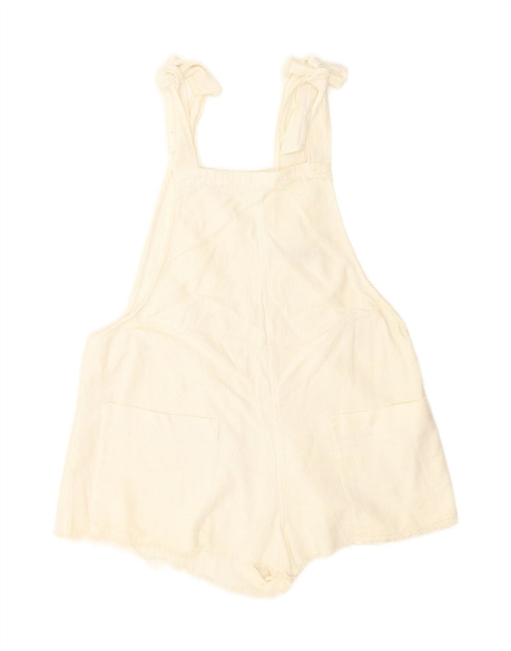 Zara Damen-Latzhose, mittelgroß, W36, aus weißer Baumwolle