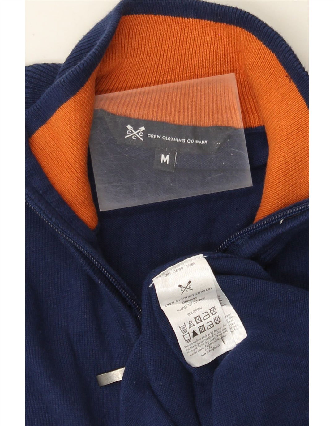 Crew Clothing Herren-Pullover mit Reißverschluss am Hals, mittlere marineblaue Baumwolle