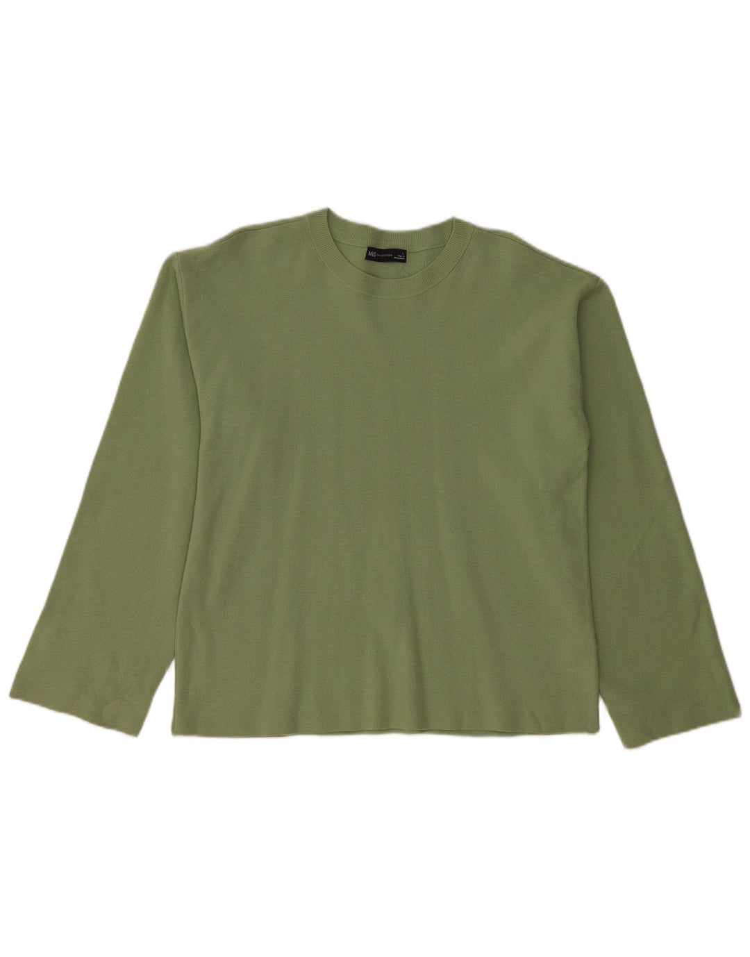 MARKS & SPENCER Damen-Pullover mit Rundhalsausschnitt, Gr. 16, Größe L, Grün, Baumwolle