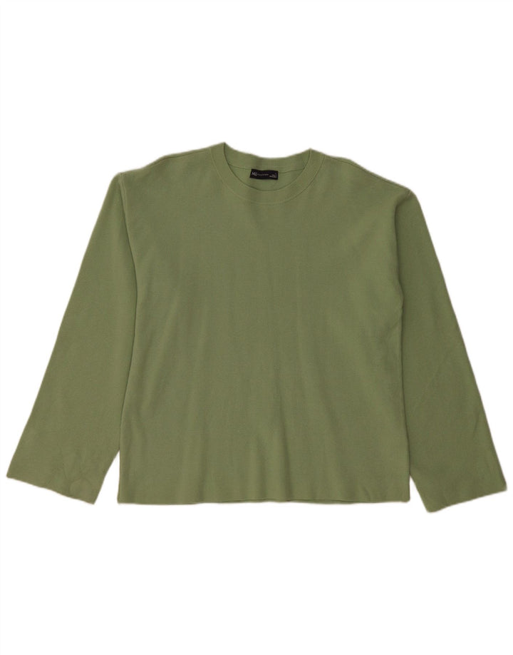MARKS & SPENCER Damen-Pullover mit Rundhalsausschnitt, Gr. 16, Größe L, Grün, Baumwolle