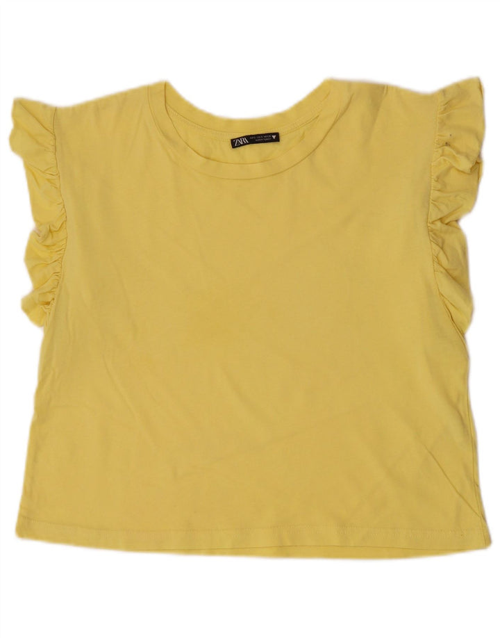 Zara Damen Weste Top UK 10 Small Gelbe Baumwolle