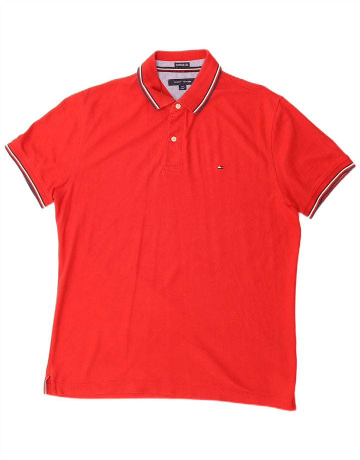 Tommy Hilfiger Herren-Poloshirt, große rote Baumwolle