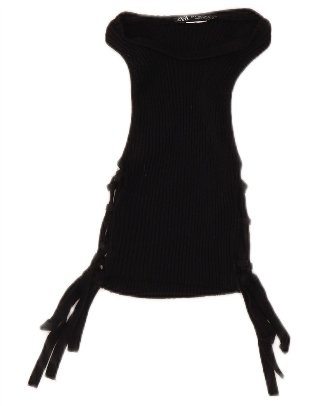 Zara Damen Crop Ärmelloses Blusenoberteil UK 8 Small Schwarz