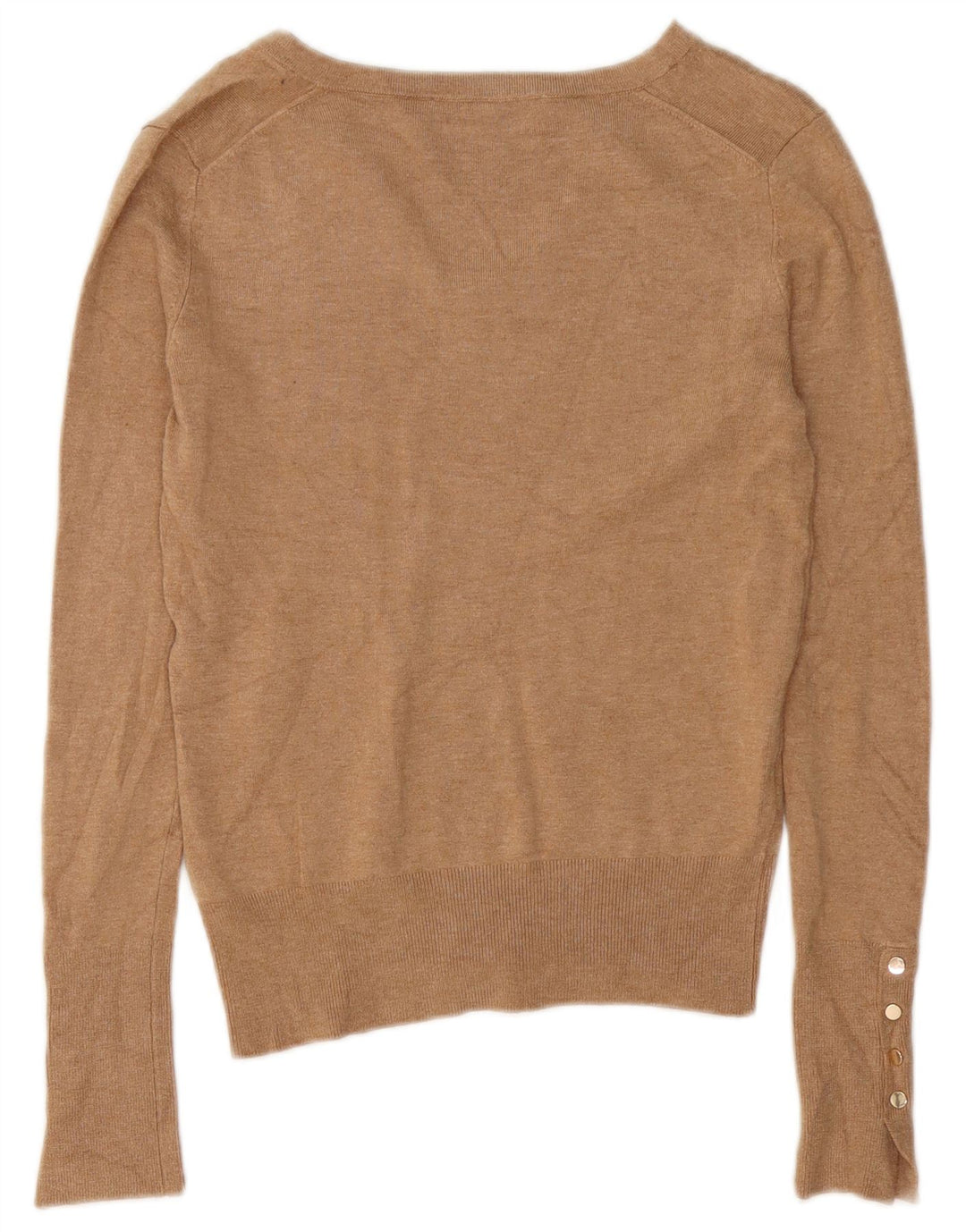 Zara Damen-Pullover mit V-Ausschnitt, Gr. 10, Größe S, braune Viskose