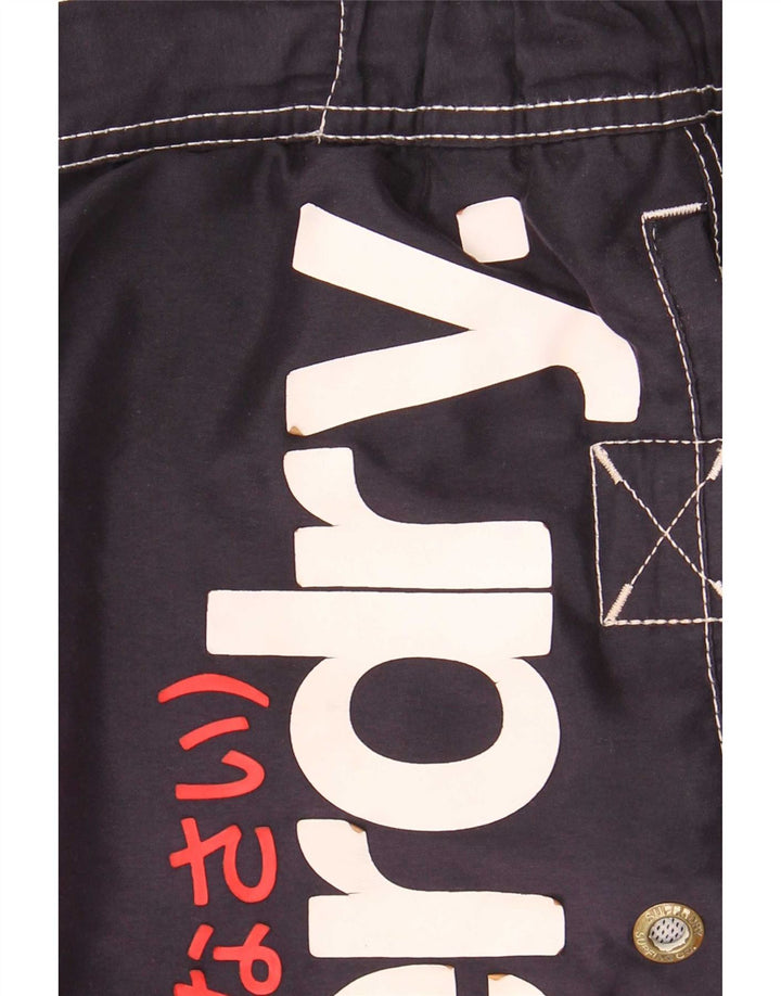 Superdry Herren-Badeshorts mit Grafik, mittelgroß, Marineblau, Polyester