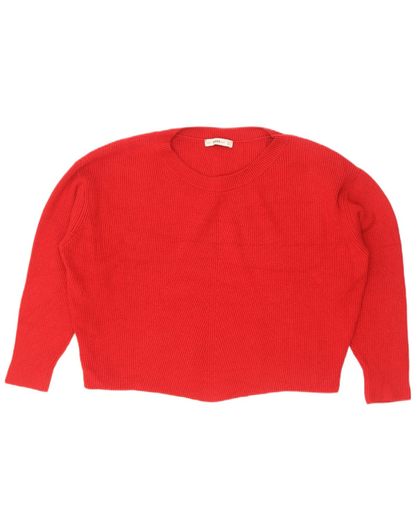 Zara Damen-Pullover, übergroß, Rundhalsausschnitt, Gr. 10, Größe S, rote Viskose