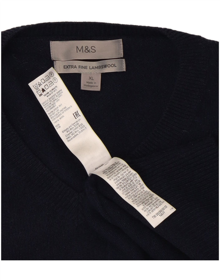 Marks & Spencer Herren-Pullover mit V-Ausschnitt, XL, marineblaue Wolle