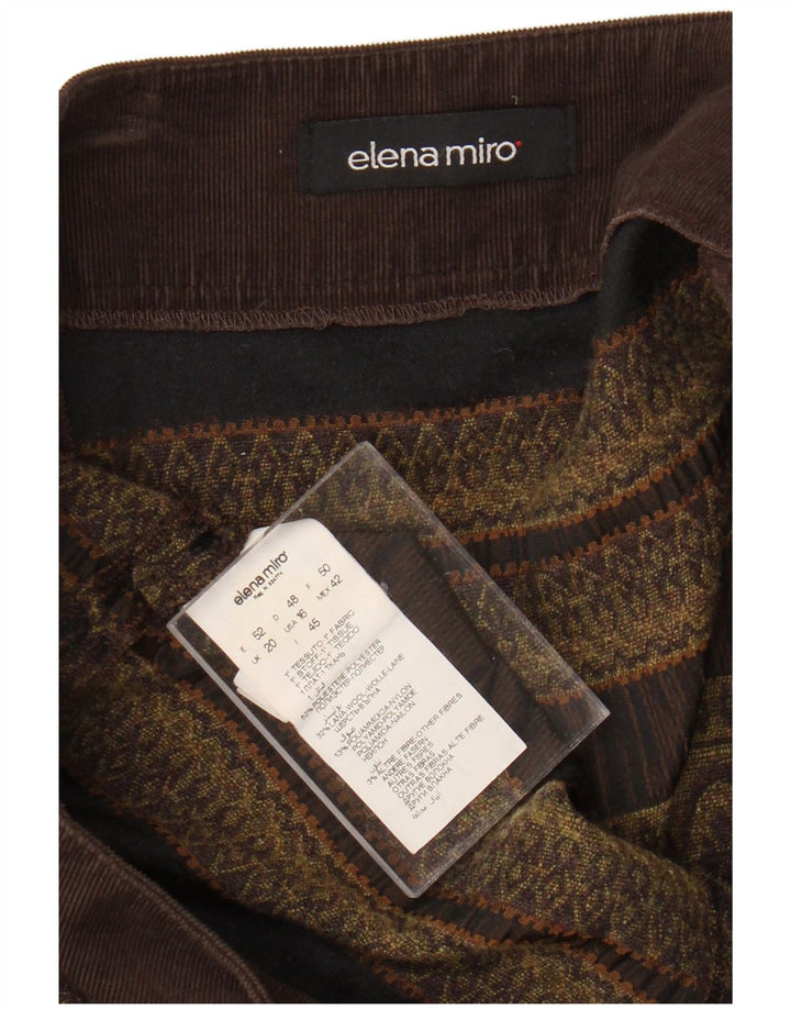 ELENA MIRO Damen A-Linien-Rock UK 20 2XL W38 Braunes geometrisches Polyester