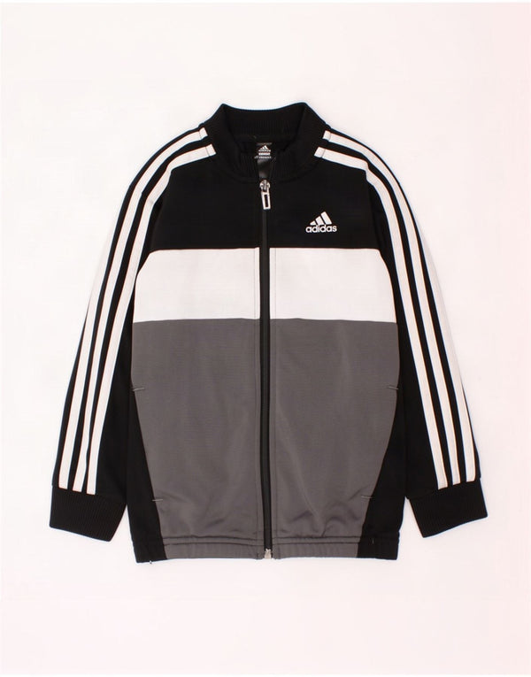 Adidas Jungen-Trainingsanzug-Top-Jacke, 5–6 Jahre, schwarzes Colourblock-Polyester