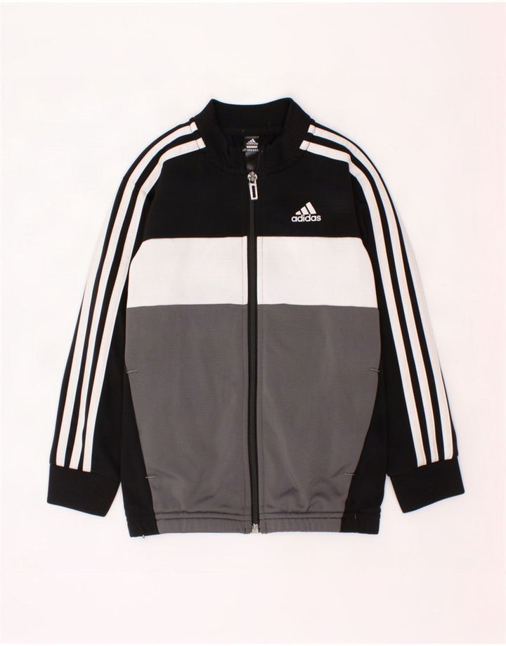 Adidas Jungen-Trainingsanzug-Top-Jacke, 5–6 Jahre, schwarzes Colourblock-Polyester