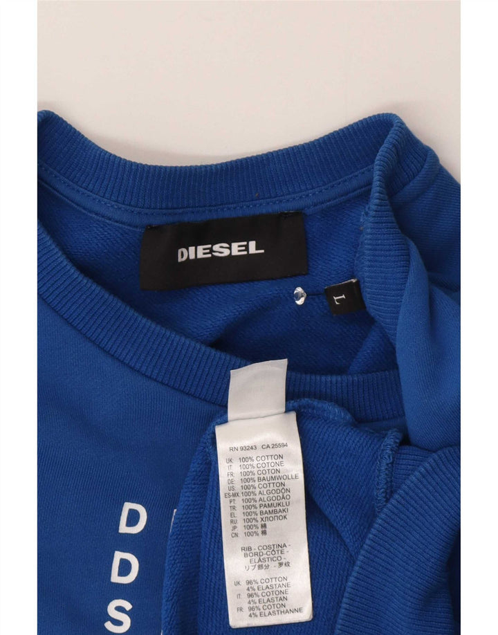 Diesel Herren-Sweatshirt mit Grafik, groß, aus blauer Baumwolle