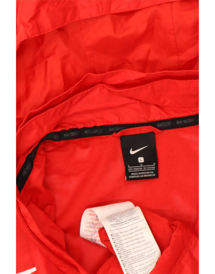 Nike Jungen-Regenjacke mit Kapuze, 12–13 Jahre, großes rotes Nylon