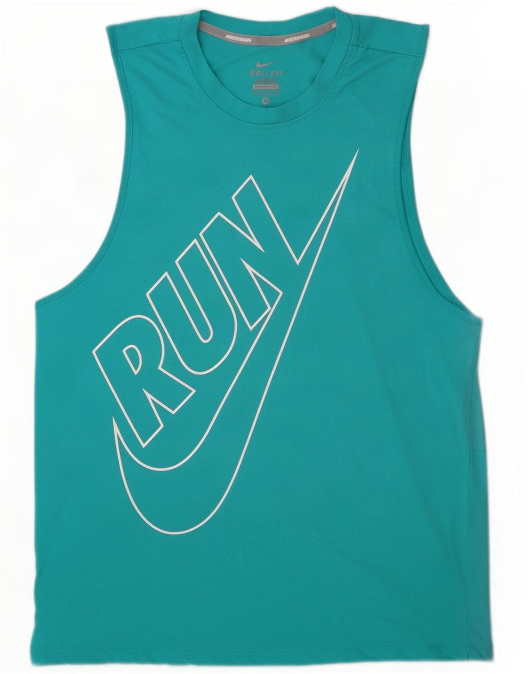 Nike Damen Dri Fit Grafik-Trägershirt UK 14 Mitteltürkis Farbblock