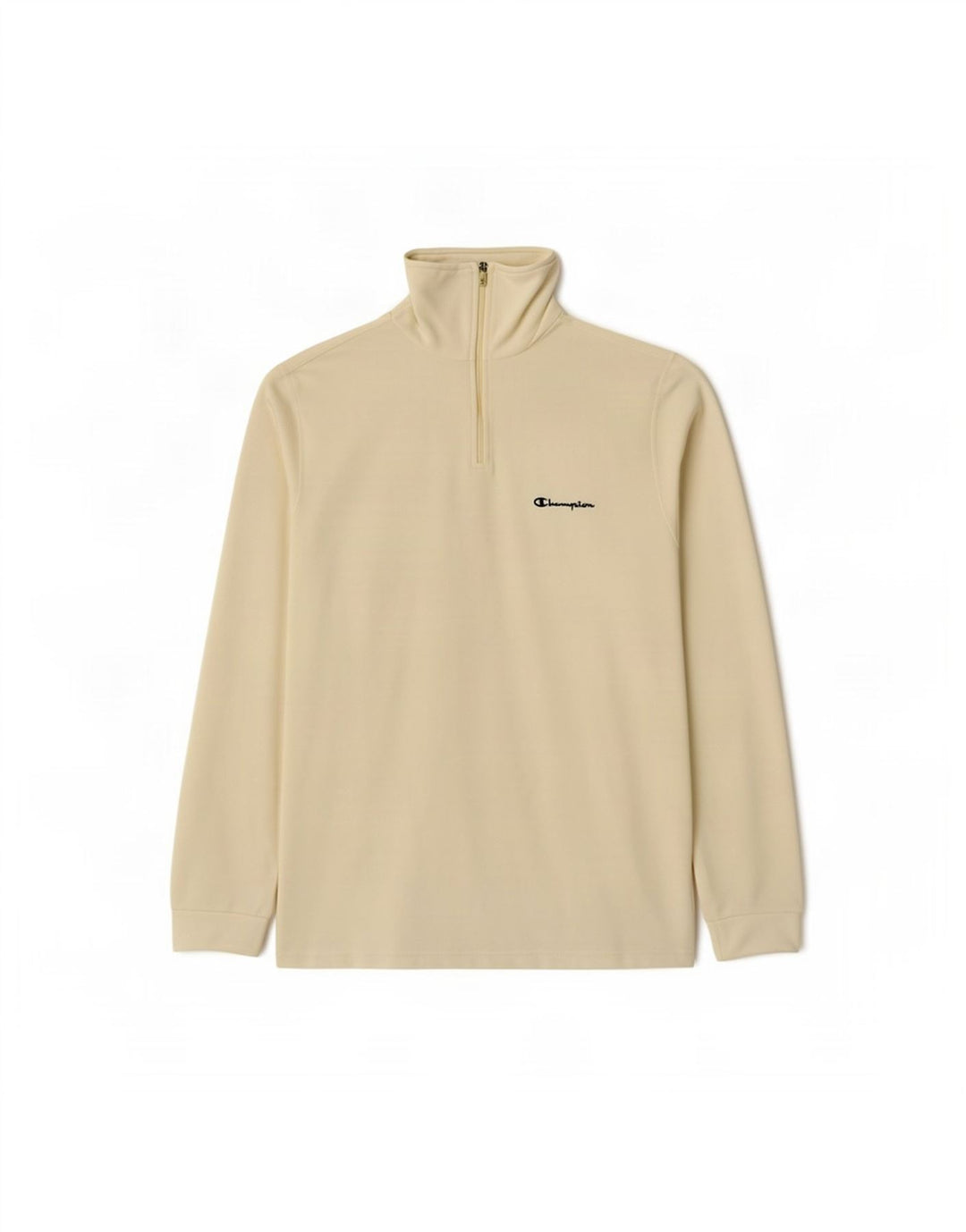 Champion Herren-Fleecepullover mit Reißverschluss am Hals, groß, cremefarbenes Polyester