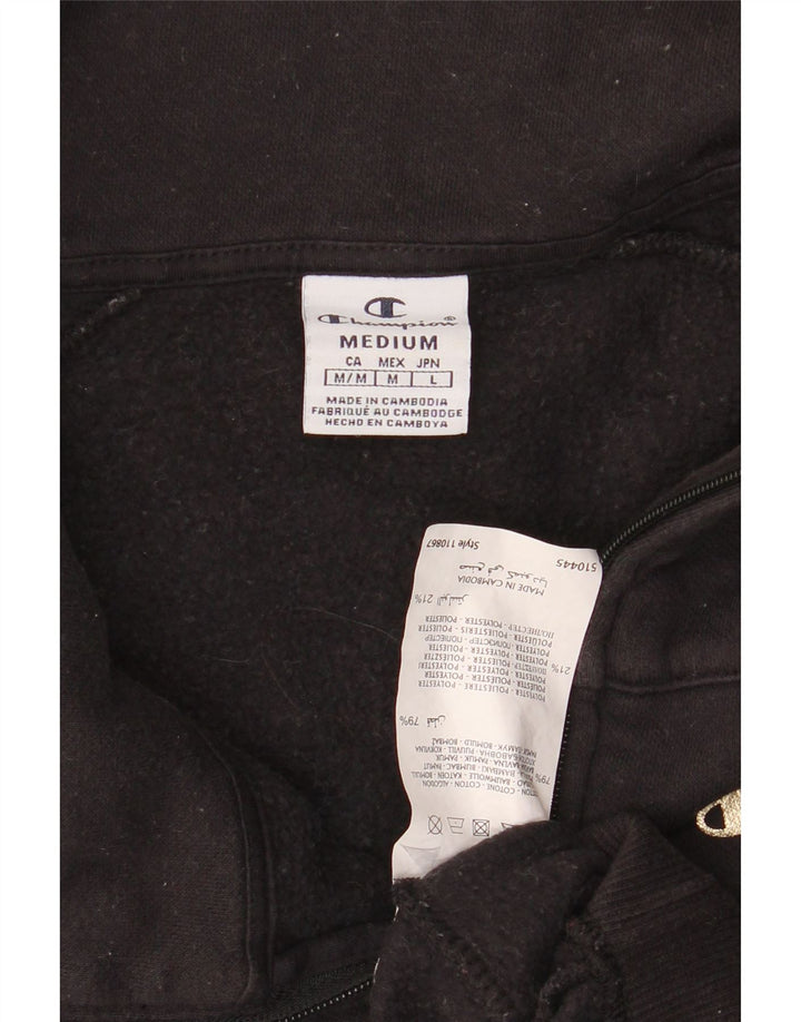 CHAMPION Womens Graphic Tracksuit Top Jacket UK 14 Medium Black Cotton Vintage Champion and Second-Hand Champion from Messina Hembry 