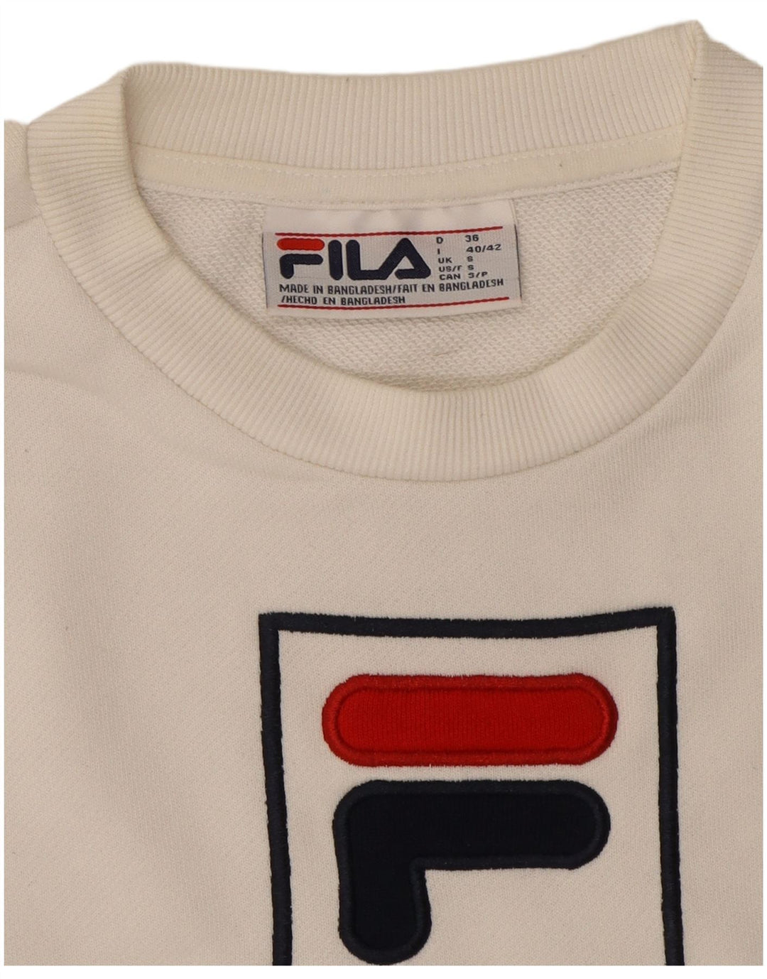 FILA Mens Graphic Sweatshirt Jumper Small White Cotton