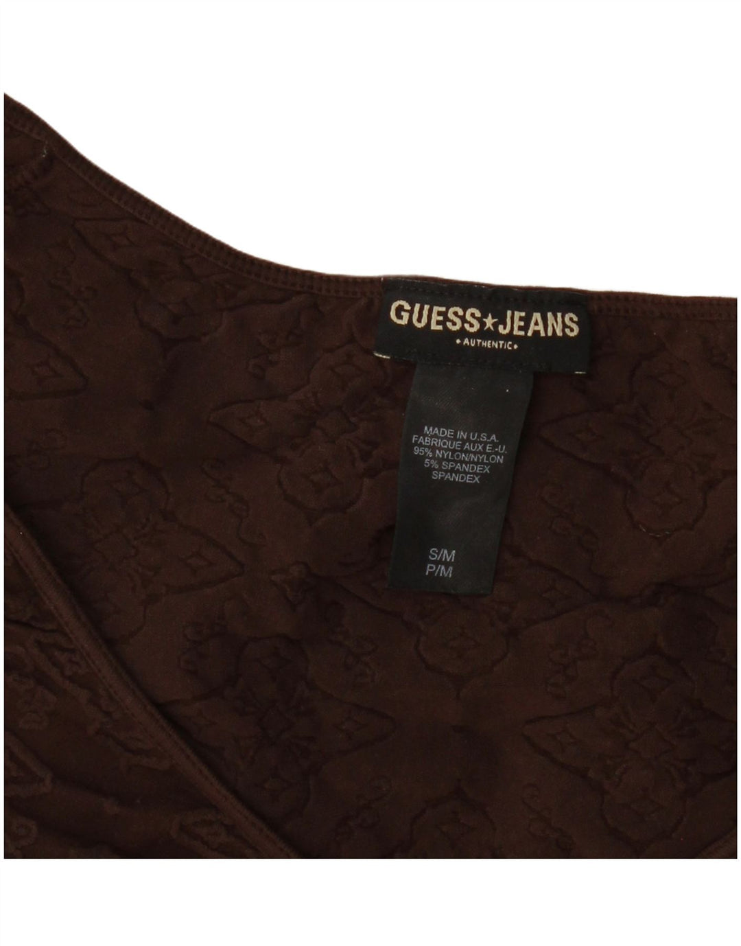 Guess Damen-Blusenoberteil, UK-Größe 8, klein, braunes, geblümtes Nylon