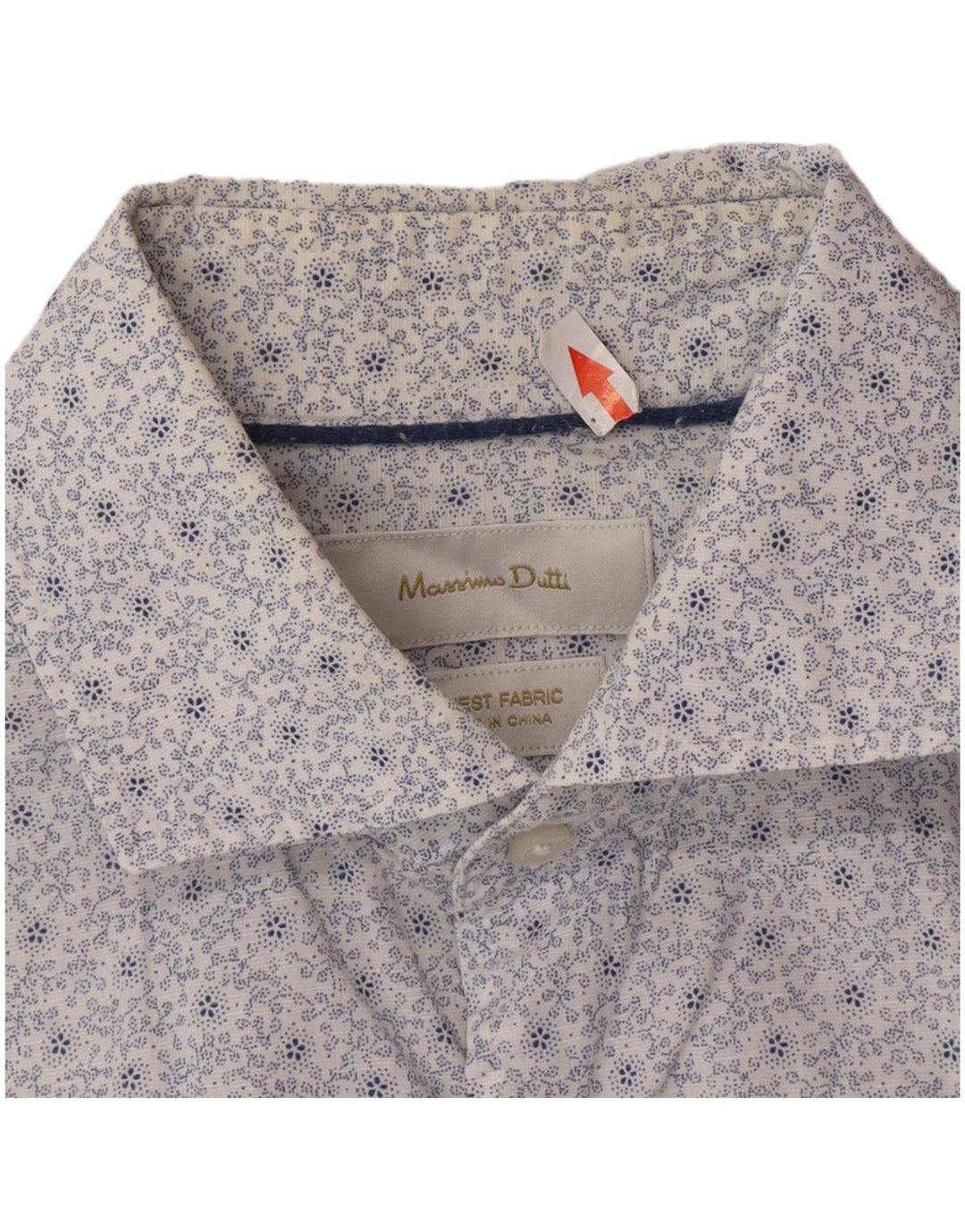 Massimo Dutti Herrenhemd, klein, weiße Baumwolle mit Blumenmuster