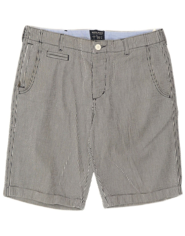 Woolrich Herren-Freizeitshorts W32 Mittelgraue Nadelstreifen-Baumwolle