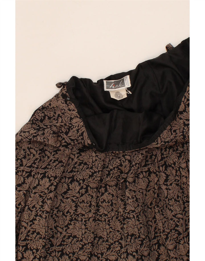 VINTAGE Womens A-Line Skirt IT 46 Large W34 Brown Floral Polyester Vintage Vintage and Second-Hand Vintage from Messina Hembry 