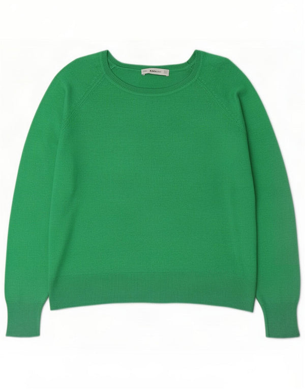 Zara Damen-Pullover mit U-Boot-Ausschnitt, UK 14, mittelgrüne Viskose