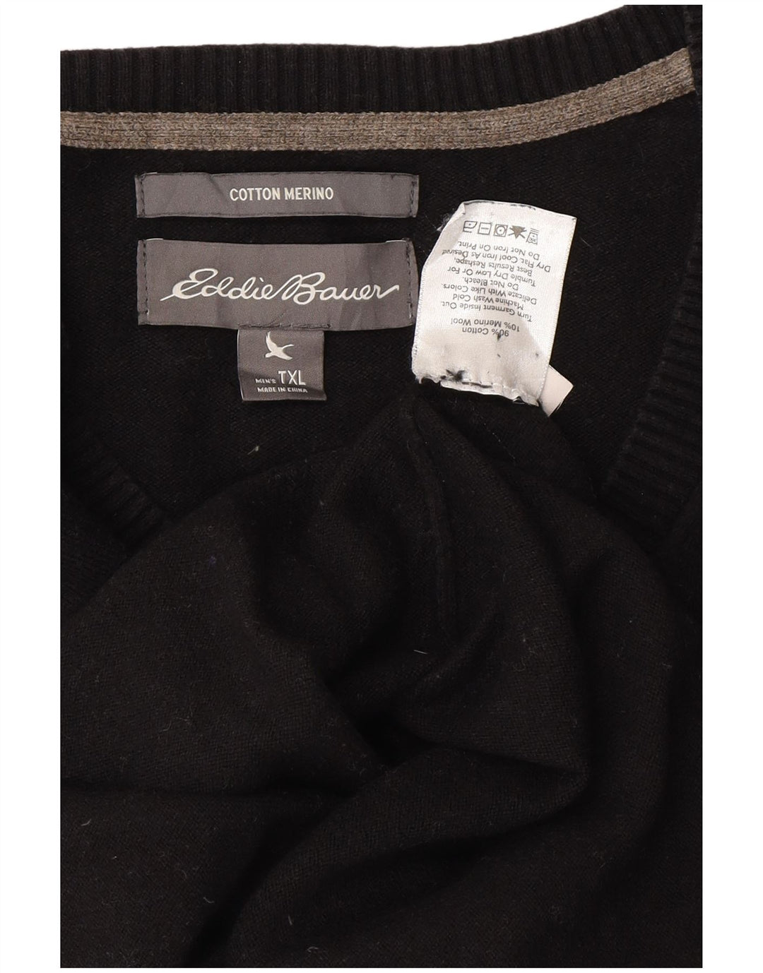 Eddie Bauer Herren-Pullover mit V-Ausschnitt, XL, schwarze Baumwolle