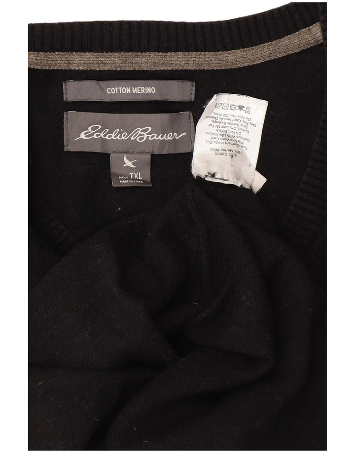 Eddie Bauer Herren-Pullover mit V-Ausschnitt, XL, schwarze Baumwolle