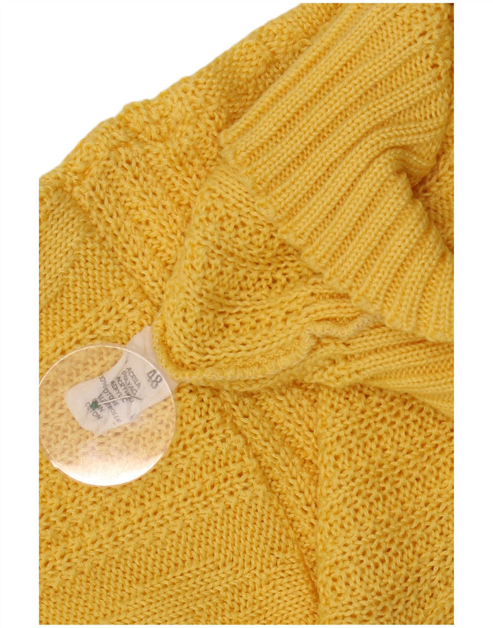 VINTAGE Damen Pullover mit Rundhalsausschnitt IT 48 XL Gelbes Acryl