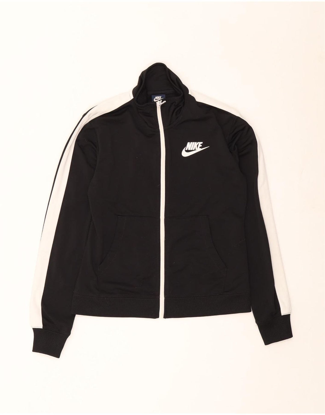 Nike Herren-Trainingsanzugoberteil, XS, schwarzes Farbblock-Polyester