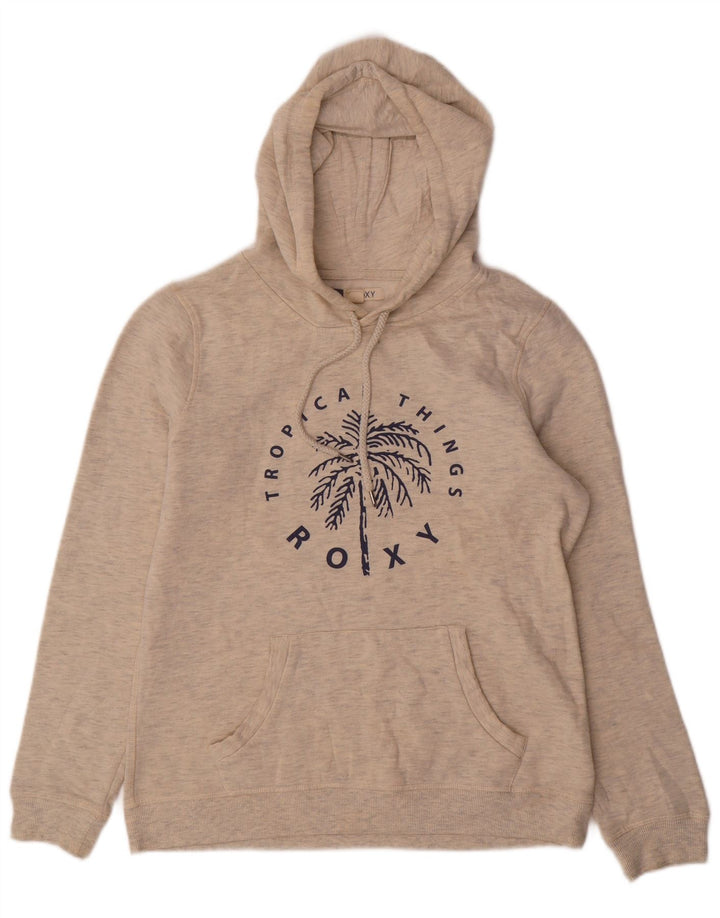ROXY Womens Graphic Hoodie Pullover UK 16 Large Beige gesprenkeltes Polyester
