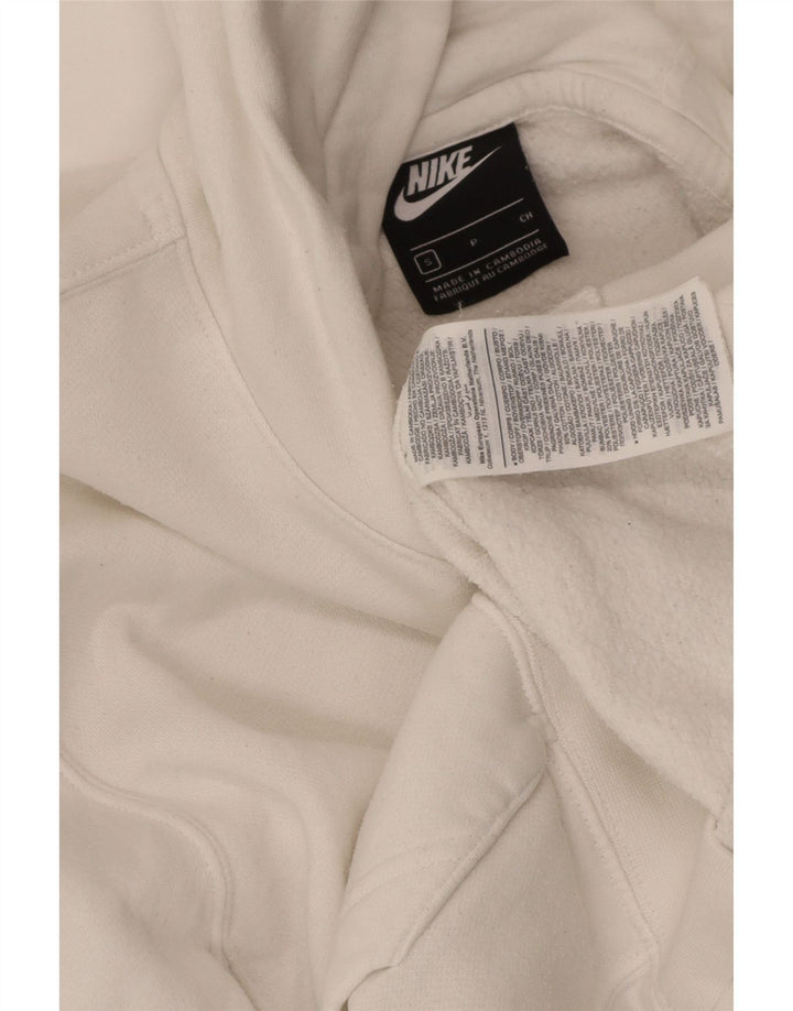NIKE Mens Hoodie Jumper Small White Cotton