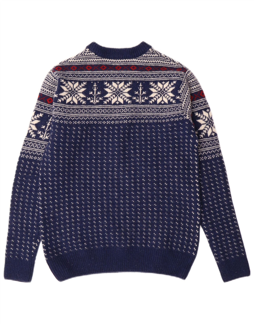 GANT Herren-Pullover mit Rundhalsausschnitt, Größe S, Marineblau, Fair-Isle-Wolle