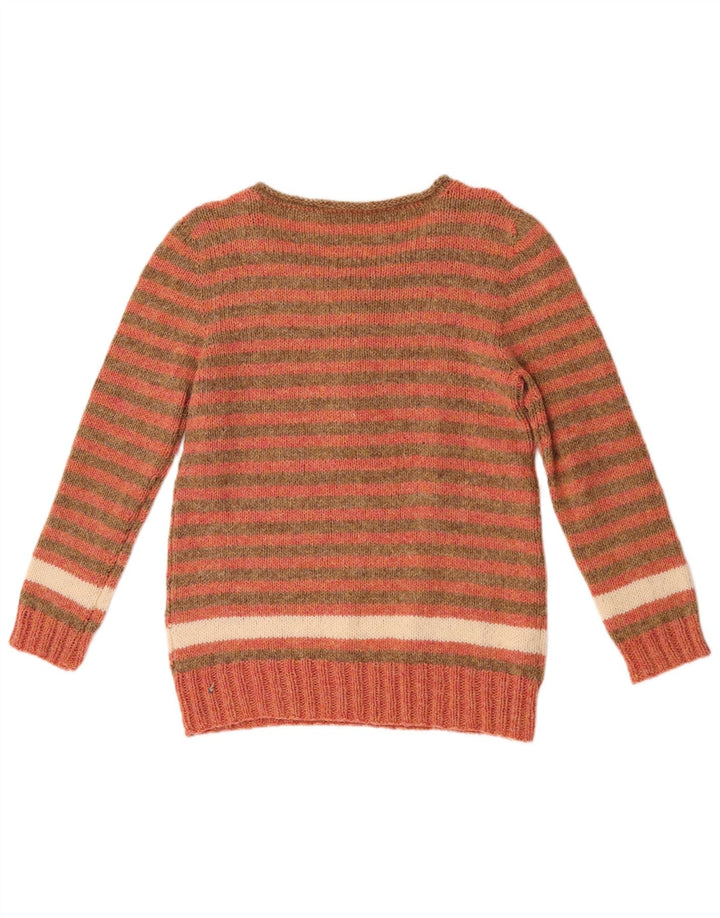 Vintage Damen Pullover mit Knopfkragen, Gr. 10, klein, rot gestreift