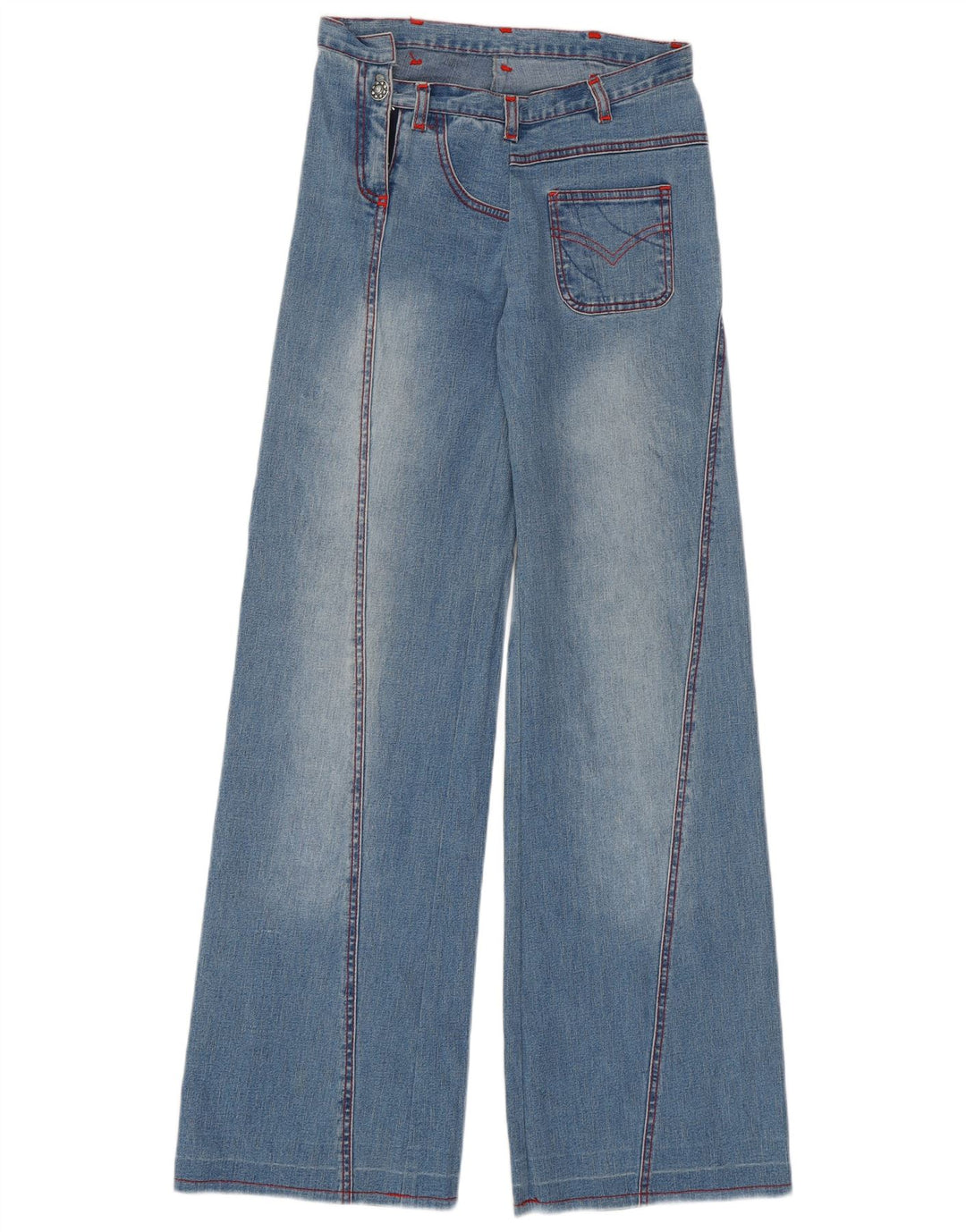 VINTAGE Damen Jeans mit weitem Bein W26 L33 Blau