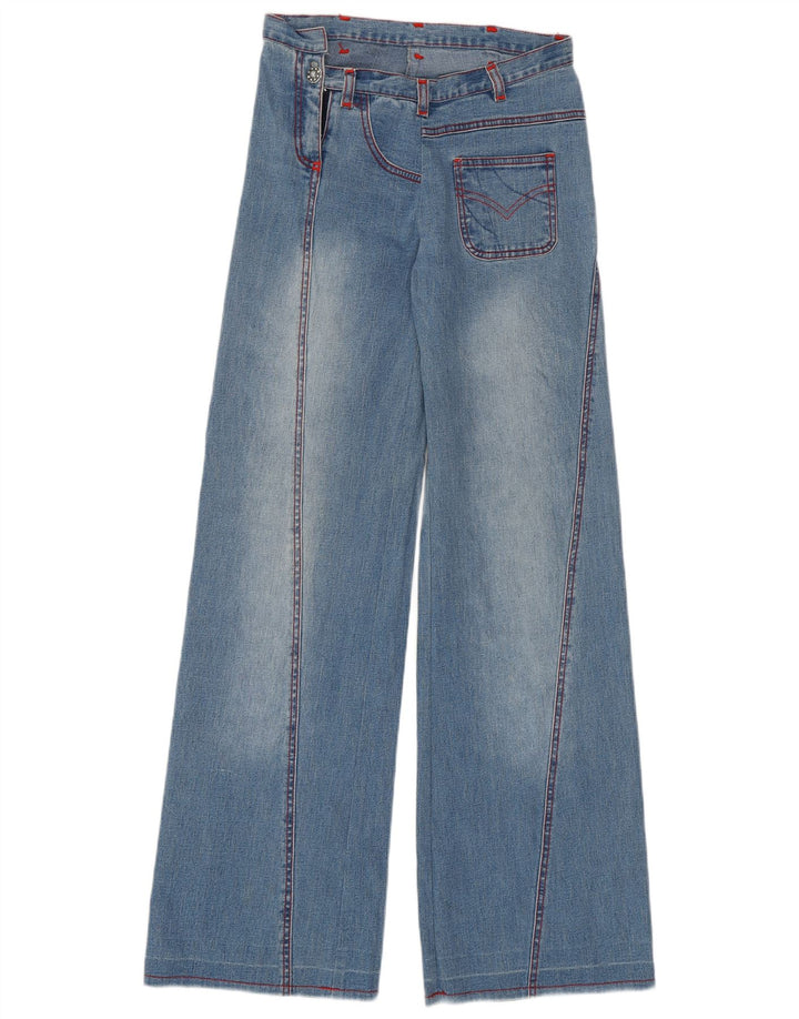 VINTAGE Damen Jeans mit weitem Bein W26 L33 Blau